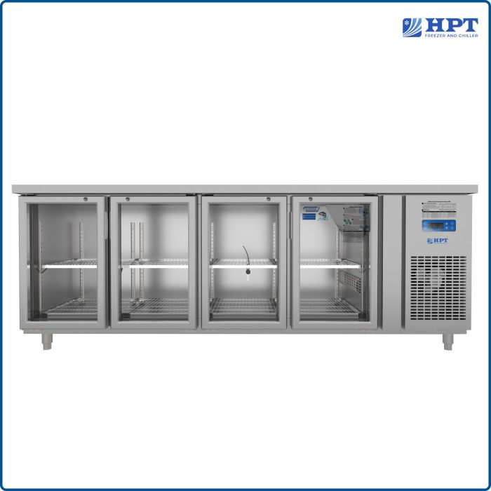 Tủ bàn mát quạt gió 4 cánh mở kính 2250x600x850