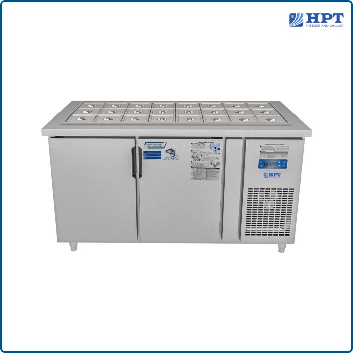 Tủ bàn salad quạt gió 2 cánh mở inox 1500x750x850