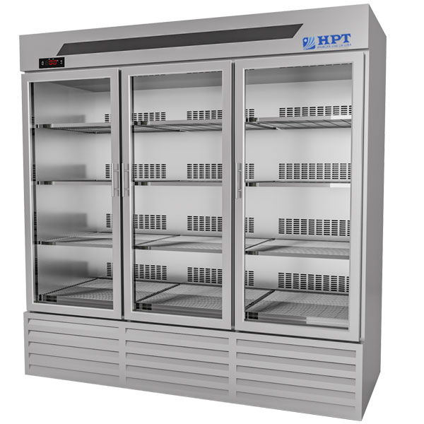 Tủ đông đứng quạt gió 3 cánh kính 1750L trưng bày sản phẩm