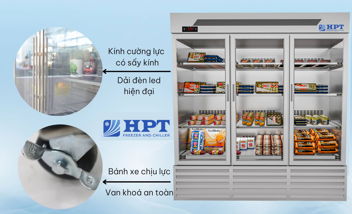 Tủ đông đứng quạt gió 3 cánh kính 1750L sở hữu những lợi thế vượt trội